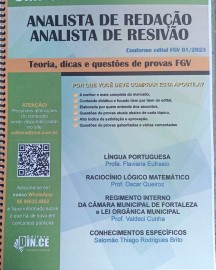 Analista de reviso Analista de Redao -- Apostila CMFor Cmara Municipal de Fortaleza -Teoria e questes FGV - 2024
