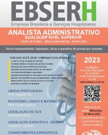 ..Analista Administrativo - Qualquer rea superior - apostila Ebserh 2023 - Impressa